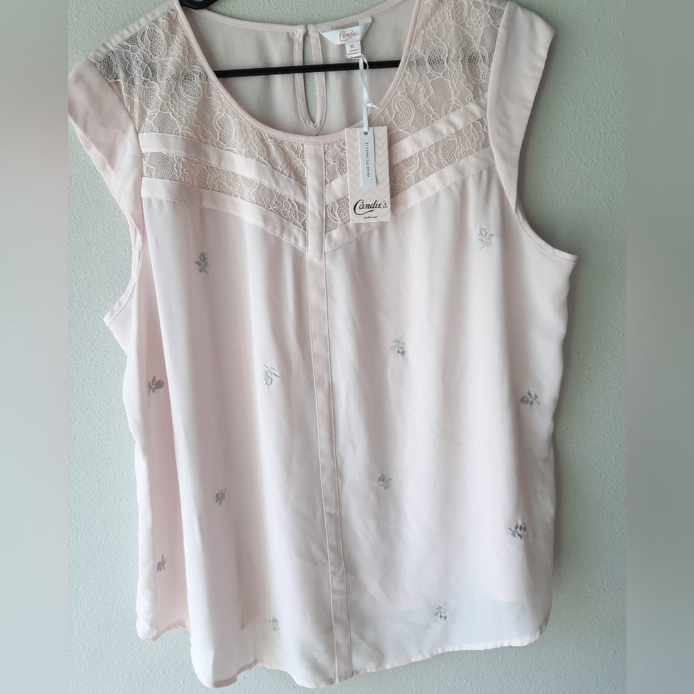 NWT Candies floral capped sleeve blouse size xl